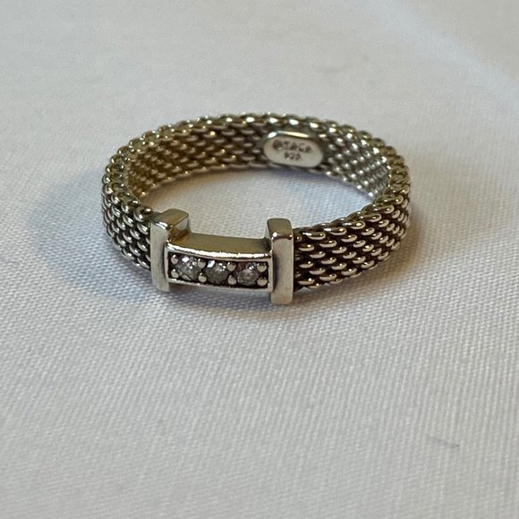 Tiffany & Co. Jewelry - Tiffany Silver Somerset 3 Diamond Mesh Band Ring 5